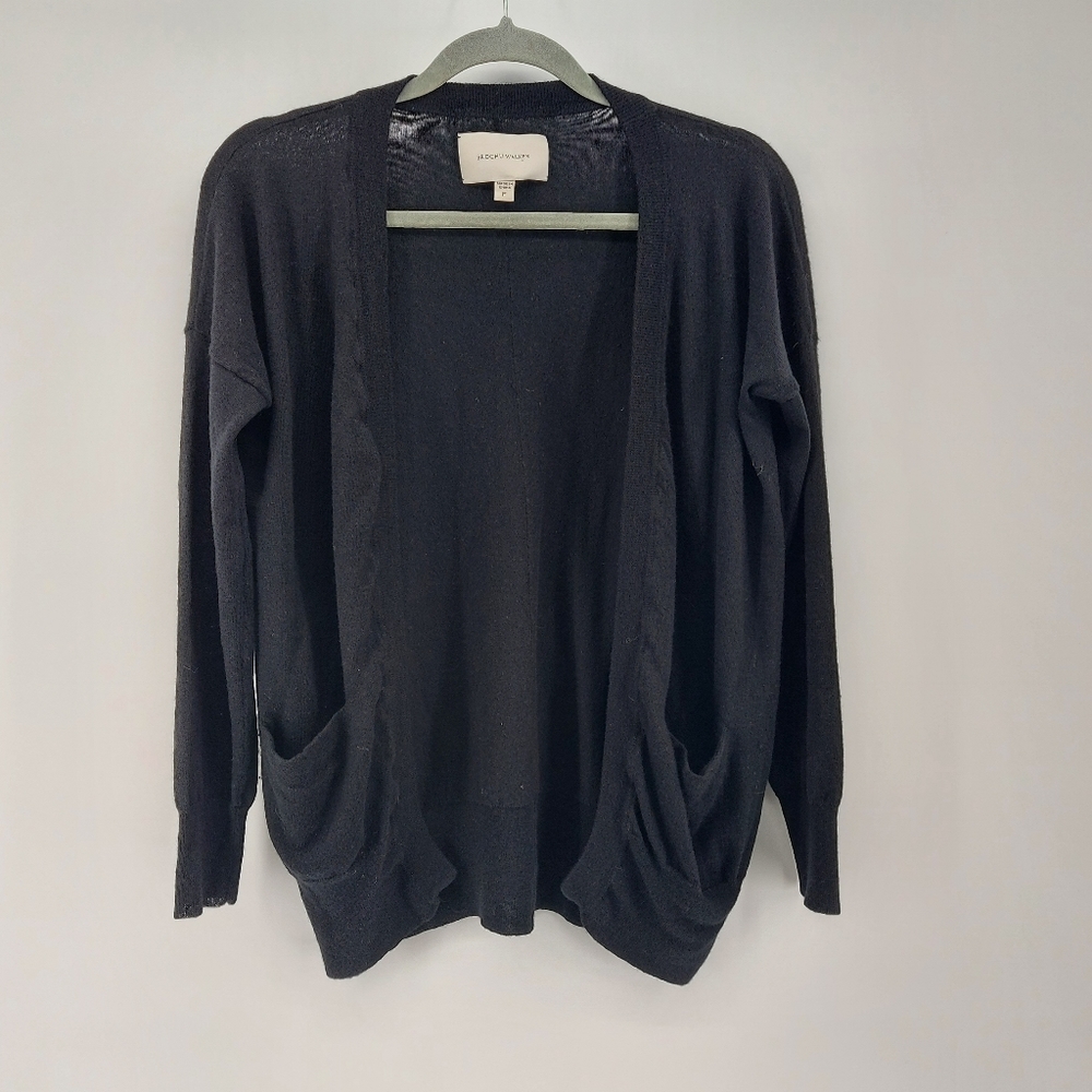 Brochu Walker Black Wool Cashmere Cardigan with side zip details Blaxk Small